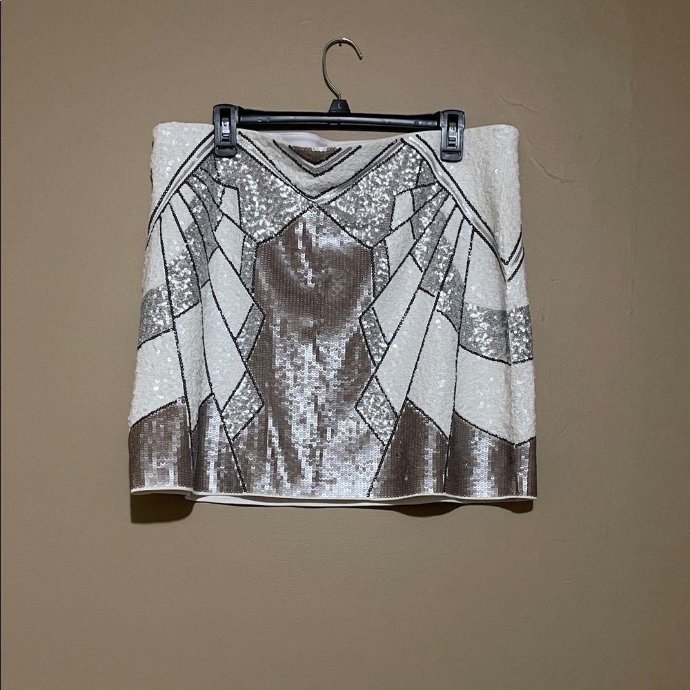 Express Metallic Sequin Mini Skirt
